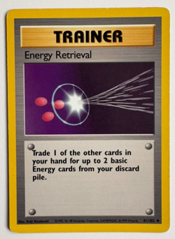 Energy Retrieval Trainer 81/102 Uncommon Pokemon Card & Top Loader (Base Set) - Image 1