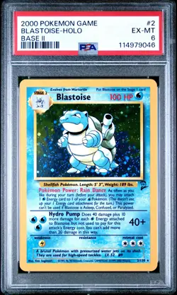 Blastoise-Holo 2 - Pokemon Game Base Ii Base Ii - PTCG PSA 6 - Image 1