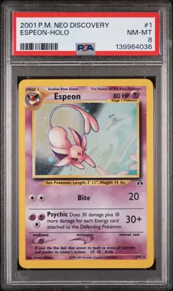 2001 POKEMON NEO DISCOVERY #1 ESPEON-HOLO PSA 8 - Image 1