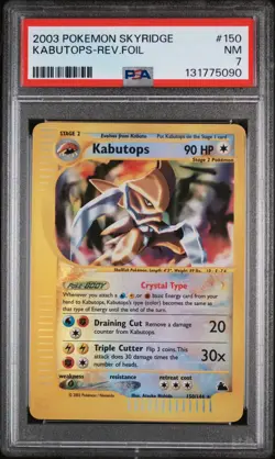 PSA 7 NM Crystal Kabutops REVERSE HOLO RARE 2003 Pokemon Skyridge 150/144 WOTC - Image 1