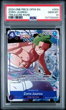 One Piece Zoro Juurou Treasure Rare Card OP-09 Emperors in the New World PSA 10 - Image 1