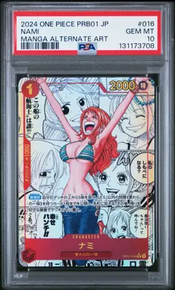 2024 ONE PIECE JAPANESE PRB01-PREMIUM BOOSTER MANGA ALT ART #016 NAMI PSA 10 - Image 1