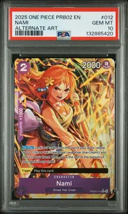 2025 ONE PIECE PRB02-PREMIUM BOOSTER VOL.2 ALT ART #012 NAMI PSA 10 - Image 1