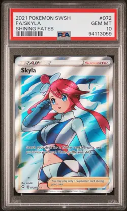 2021 POKEMON SWORD & SHIELD SHINING FATES #072 FULL ART/SKYLA PSA 10 Card - Image 1