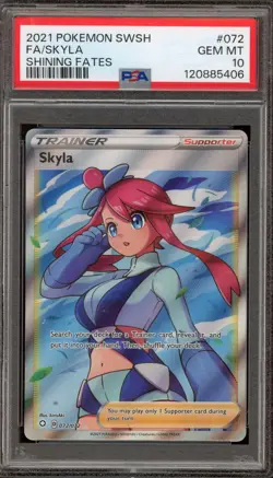 Pokemon Skyla Shining Fates Full Art #072 PSA 10 Gem Mint - Image 1
