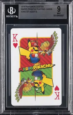 2016 POKEMON PLAYING CARDS MARIO PIKACHU KING OF HEARTS BGS 9 - Image 1