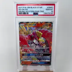 2017 POKEMON SM BLACK STAR PROMO MYSTERIOUS POWERS TINS #SM57 HO-OH GX PSA 10 - Image 1