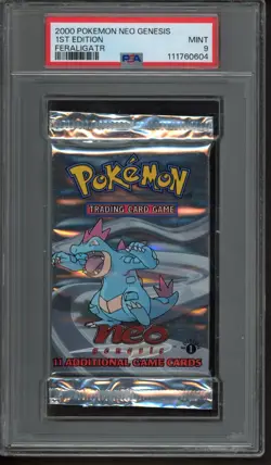 2000 Pokemon Neo Genesis Feraligatr 1st Edition Sealed Booster Pack PSA 9 MINT - Image 1