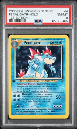 2000 POKEMON NEO GENESIS 1ST EDITION #4 FERALIGATR-HOLO PSA 8 - Image 1