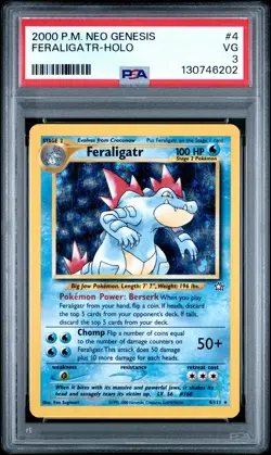 2000 POKEMON NEO GENESIS #4 FERALIGATR-HOLO PSA 3 - Image 1