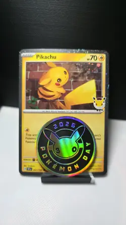 Pikachu TEF 051/162 Pokemon Day 2026 Promo Stamped plus Coin - Image 1