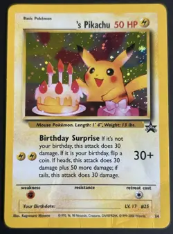 Pokemon TCG ______'s Pikachu 24/53 Wotc Promo Holo Promo Black Star Birthday DMG - Image 1