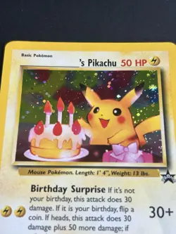 Pokemon TCG ______'s Pikachu 24/53 Wotc Promo Holo Promo Black Star Birthday DMG - Image 2