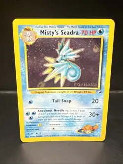 Pokemon TCG Misty's Seadra Holo Rare Gym Heroes Prerelease 9/132 CI - Image 1