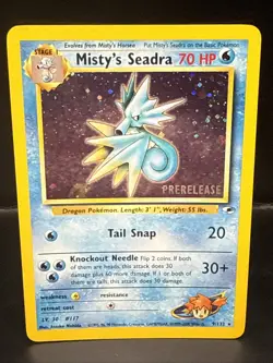 Pokemon TCG Misty's Seadra Holo Rare Gym Heroes Prerelease 9/132 CP - Image 1
