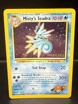 Pokemon TCG Misty's Seadra Holo Rare Gym Heroes Prerelease 9/132 CP - Image 2
