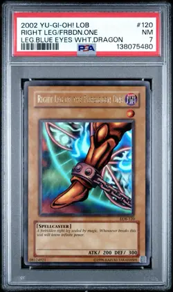 2002 Yu-Gi-Oh! Right Leg Of The Forbidden One LOB Unlimited Ultra Rare PSA 7 - Image 1