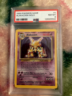 1999 POKEMON BASE SET UNLIMITED #1 ALAKAZAM-HOLO PSA 8 NEAR MINT - Image 1