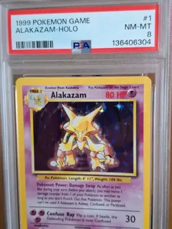 1999 Pokemon Base Set Alakazam Holo #1 - PSA 8 NEAR MINT to MINT! - Image 2