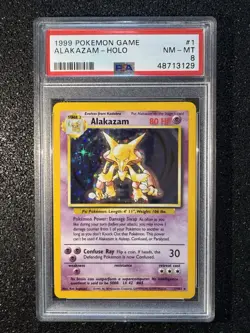Alakazam Holo Pokemon Card 1/102 Base Set 1999 Unlimited PSA 8 NM-MT WOTC - Image 1