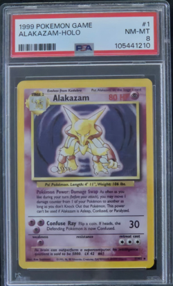 1999 POKEMON BASE SET UNLIMITED #1 ALAKAZAM-HOLO PSA 8 - Image 1