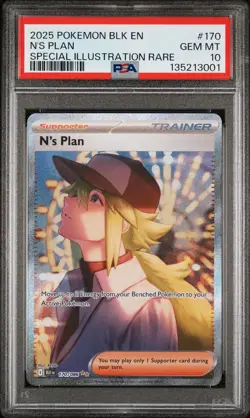 2025 POKEMON BLK EN-BLACK BOLT SPECIAL ILLUSTRATION RARE #170 N'S PLAN PSA 10 - Image 1