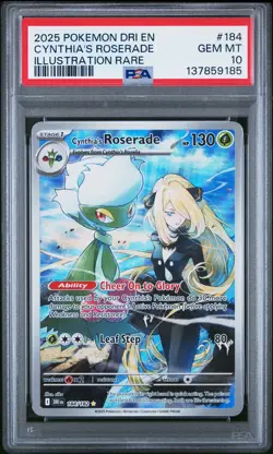 2025 POKEMON DRI EN-DESTINED RIVALS ILLUSTRATION RARE CYNTHIA'S ROSERADE PSA 10 - Image 1