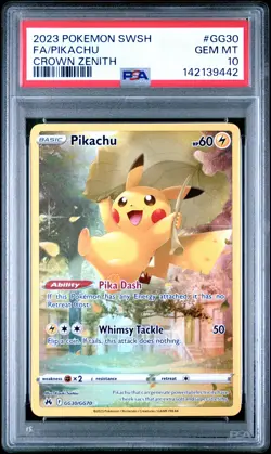 2023 POKEMON SWORD & SHIELD CROWN ZENITH #GG30 FULL ART/PIKACHU PSA 10 - Image 1