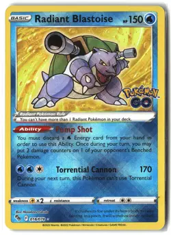 Radiant Blastoise ⭐ 018/078 Holo Radiant Rare Pokemon GO 2022 Pokemon NM - Image 1