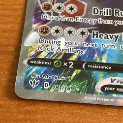 Rhyperior V Full Art 181/189 Ultra Rare Darkness Ablaze Pokemon TCG Near Mint NM - Image 3