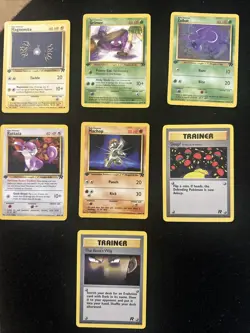 5 Pokemon First Edition Team Rocket Plus 2 Trainer Cards Near Mint Bundle Wotc - Image 1
