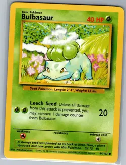Bulbasaur 44/102 Non Holo Base Set - Pokemon Card - NM - Image 1
