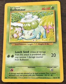 Bulbasaur 44/102 Non Holo Base Set - Pokemon Card - NM - D - Image 1