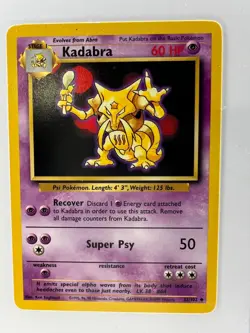 Pokemon Kadabra 32/102 Base Set 1999 Non Holo Unlimited Rare Card NM NEAR MINT - Image 1