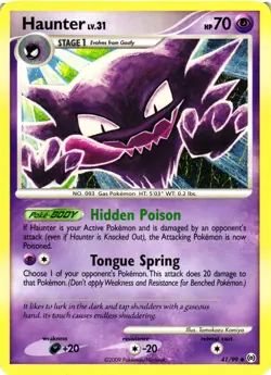 Pokemon TCG Haunter Card 41/99 Non-Holo Platinum Arceus Uncommon NM - Image 1