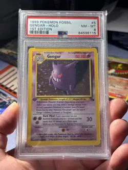 PSA 8 Gengar Holo 1st Edition 1999 Pokemon Fossil 5/62 - Image 1