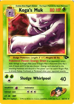 Pokemon TCG Koga's Muk 26/132 Gym Challenge Rare Unlimited LP - Image 1