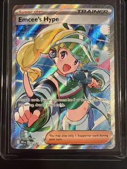 Pokemon TCG Emcee's Hype 220/182 Destined Rivals Holo Rare Near Mint - Image 1