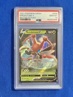 Kricketune V 006/163 Ultra Rare Holo SWSH05: Battle Styles Pokemon PSA 10 GEM - Image 1