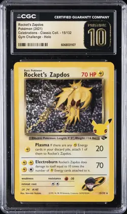 2021 POKEMON CELEBRATIONS CLASSIC COLLECTION #15 ROCKET'S ZAPDOS CGC 10 PRISTINE - Image 1