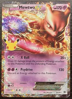 Pokemon TCG Mewtwo EX Celebrations: Classic Collection 54/99 Holo Ultra Rare - Image 1