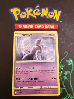 Mewtwo HOLO ULTRA RARE 12/18 SM Detective Pikachu SHINY Pokemon Card TCG MP 2019 - Image 1