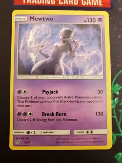 Mewtwo HOLO ULTRA RARE 12/18 SM Detective Pikachu SHINY Pokemon Card TCG MP 2019 - Image 2