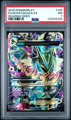 2015 POKEMON XY ROARING SKIES #105 FULL ART/M RAYQUAZA EX PSA 7 - Image 1