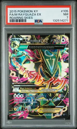 2015 POKEMON XY ROARING SKIES #105 FULL ART/M RAYQUAZA EX PSA 7 - Image 1
