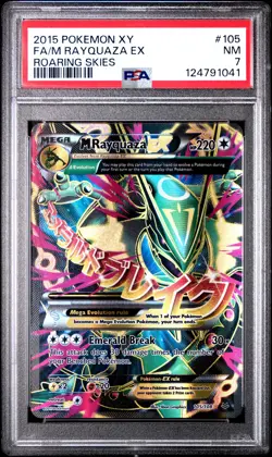 2015 POKEMON XY ROARING SKIES #105 FULL ART/M RAYQUAZA EX PSA 7 - Image 1