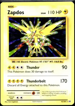 Zapdos - 42/108 - Holo Rare NM English Pokemon XY Evolutions - Image 1