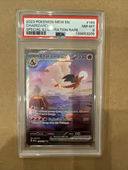 PSA 8 * 2023 Pokemon Charizard ex SIR #199 Mew En Special Illustration Rare - Image 5
