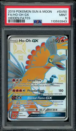 Pokemon PSA 9 Ho-Oh GX SV50/SV94 Sun & Moon Hidden Fates Shiny Vault Near Mint - Image 1