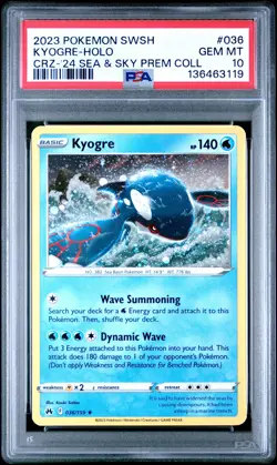 PSA 10 - 2023 POKEMON SWORD AND SHIELD CROWN ZENITH 036 KYOGRE-HOLO - Image 1